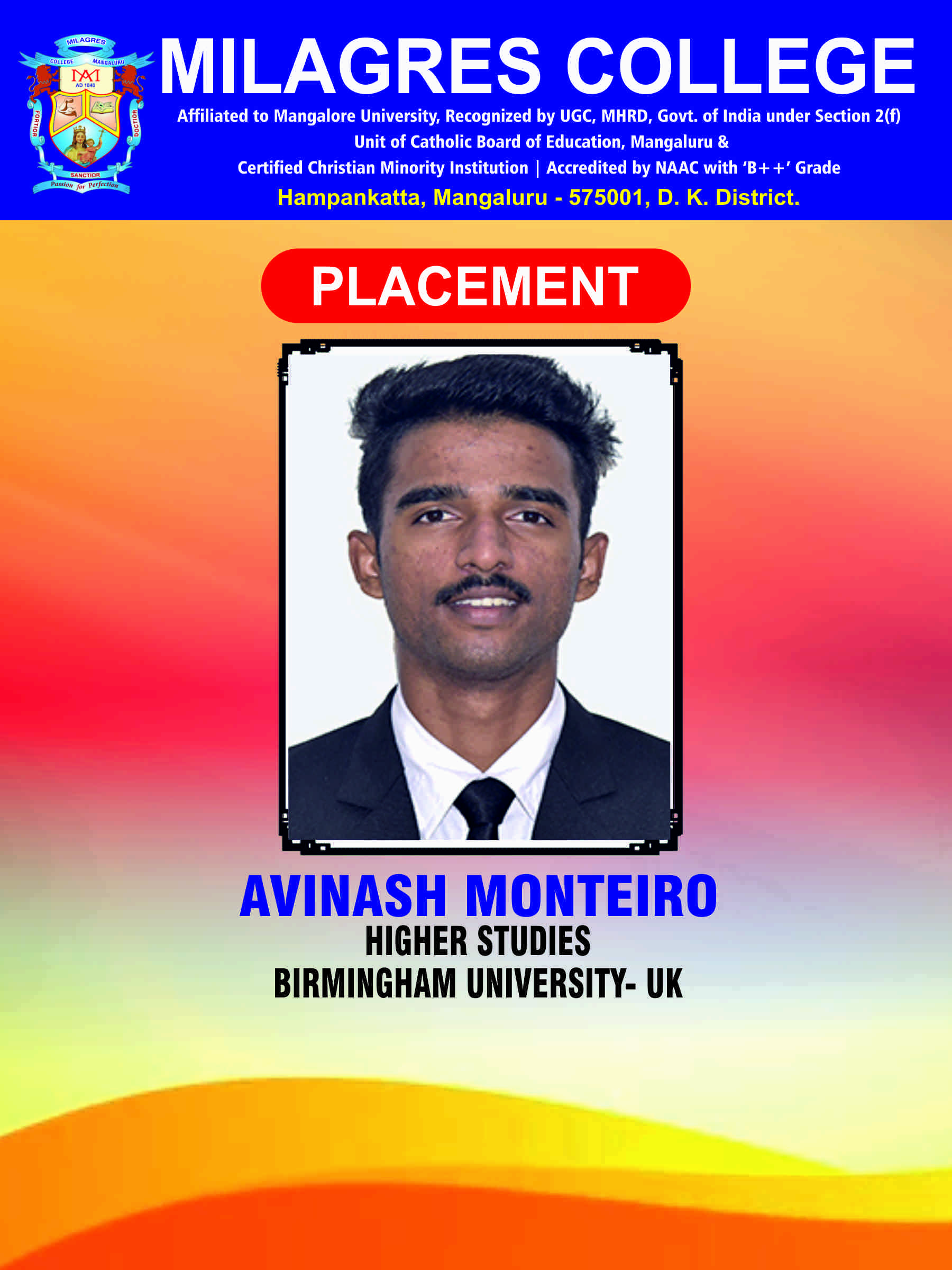Successfully placed student